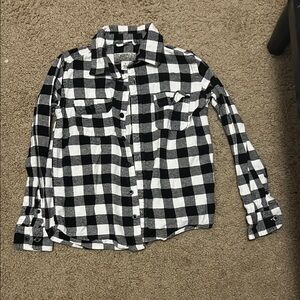 Black and White Plaid Button-Up Shirt
